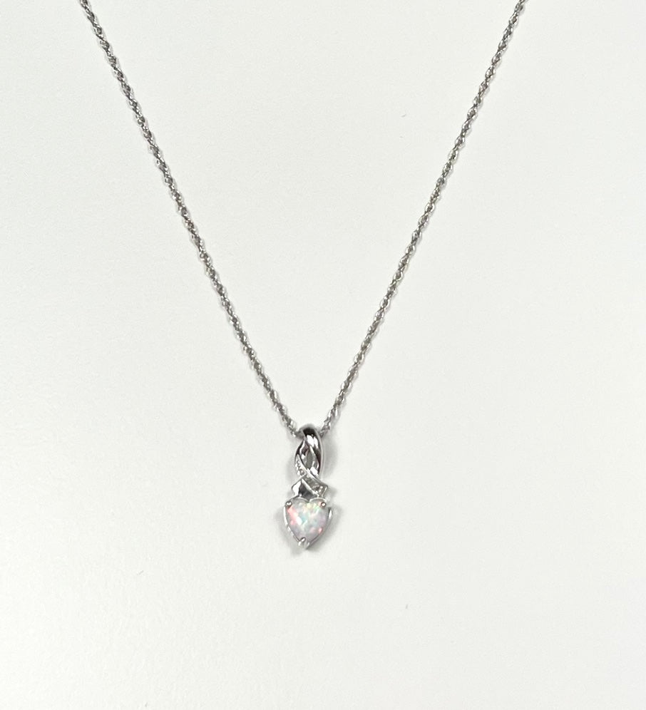 Heart Shaped Opal &amp; Diamond Pendant