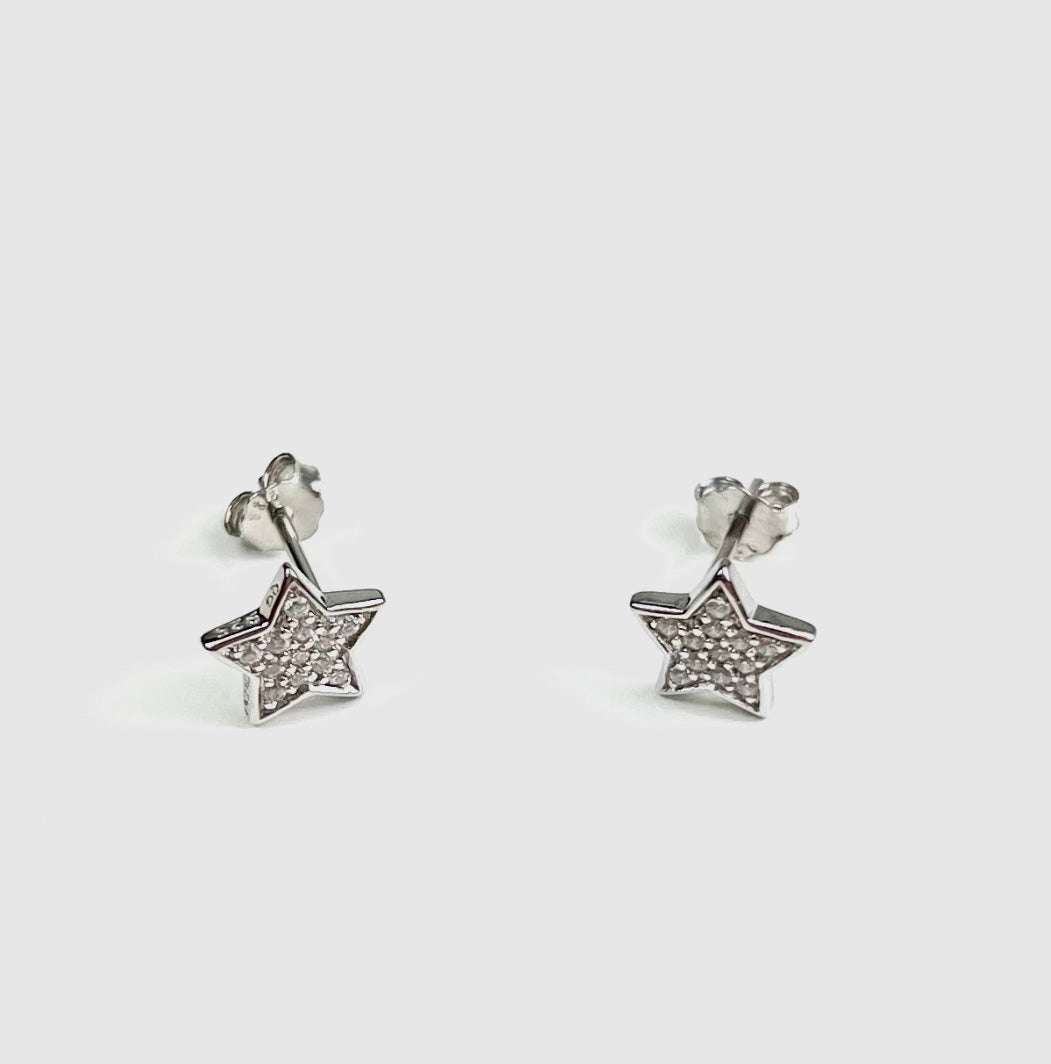 Sterling Silver CZ Star Earrings