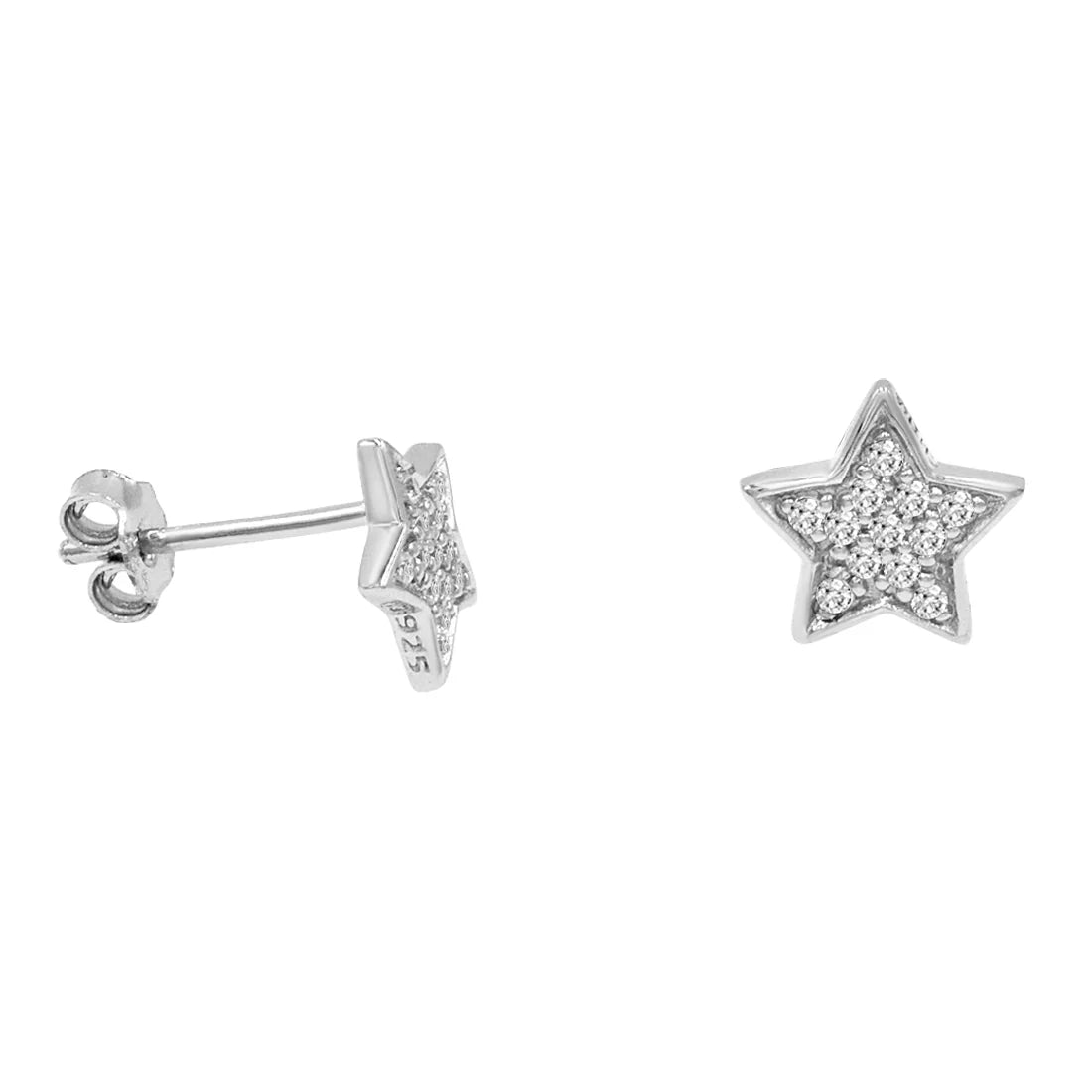 Sterling Silver CZ Star Earrings