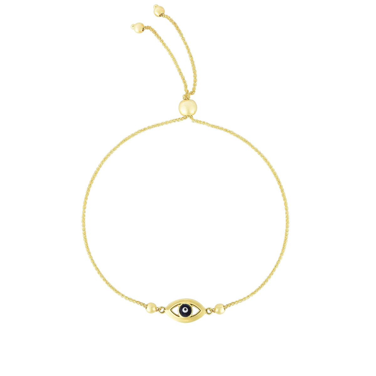 Evil Eye Bolo Bracelet  (14k Yellow Gold)