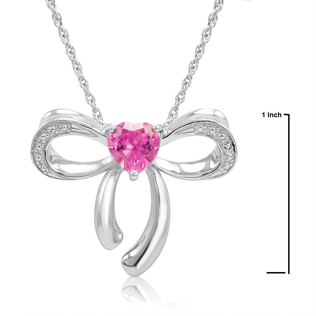 Pink Sapphire &amp; Diamond Ribbon Pendant (0.925 Sterling Silver)