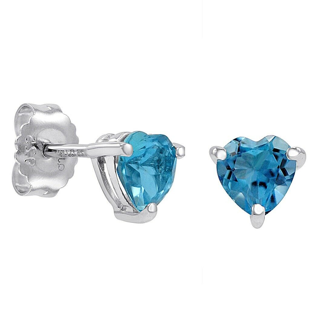 Heart Shape BlueTopaz Stud Earrings (Heart Shaped 2ct)