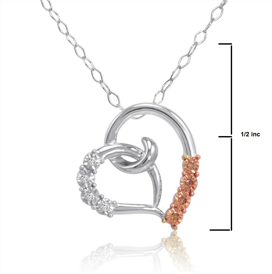 Heart Pendant Necklace (White &amp; Champagne Diamond)