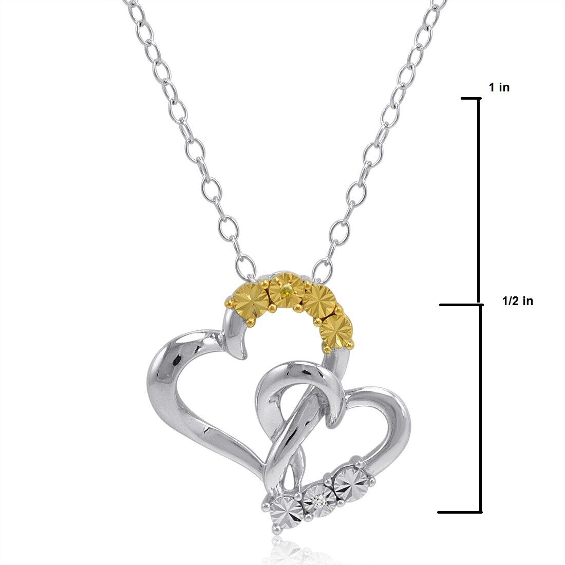 Heart Pendant-Necklace (White &amp; Yellow Diamond)
